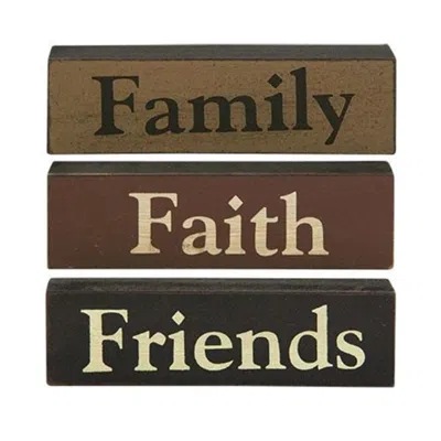 Homegifo Faith Family Friends Block 3 Asstd. Not A Set In Brown