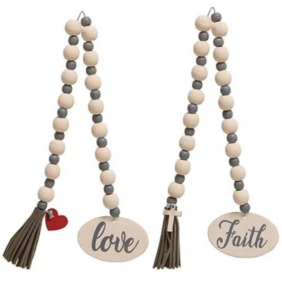 Homegifo Faith Or Love Beaded Garland With Cross Charm 2 Asstd. In Black