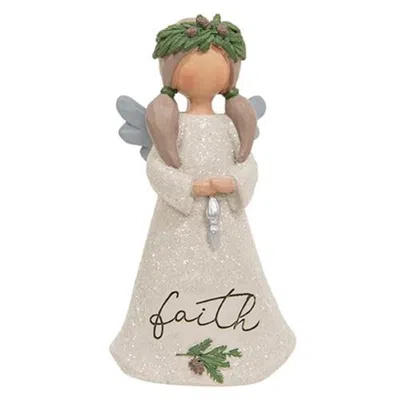 Homegifo Faith Winter Greenery Resin Angel In White