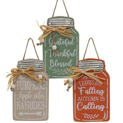 Homegifo *fall Canning Jar Ornament 3 Asstd. In Multi