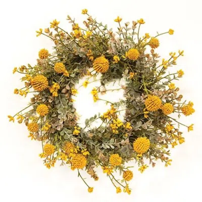 Homegifo Fall Garden Candle Ring 6" Mustard In Green