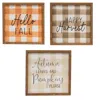 Homegifo *fall Gingham Wood Sign 3 Asstd.