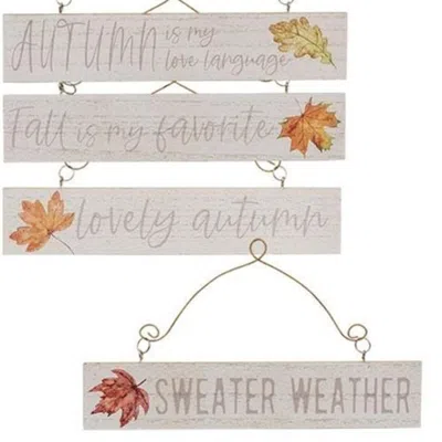Homegifo *fall Leaves Wood Hanger Ornament 4 Asstd. In Neutral