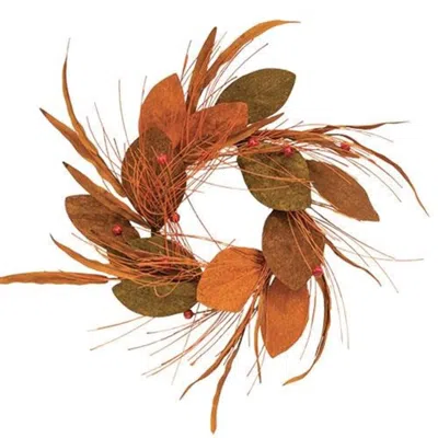 Homegifo Fall Magnolia Pine & Podka Wreath 17" In Orange