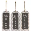 Homegifo *fall Plaid Beaded Wood Tag 3 Asstd.