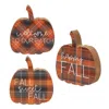 Homegifo Fall Sweet Fall Plaid Pumpkin Chunky Sitter 3 Asstd.
