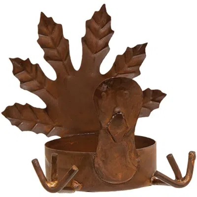 Homegifo Fall Turkey Rusty Tealight Holder In Brown
