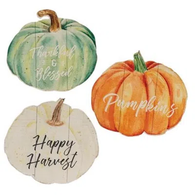 Homegifo *fall Watercolor Pumpkin Wood Sign 3 Asstd. In Multi