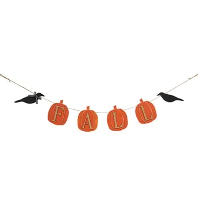 Homegifo Fall Wooden Pumpkin & Crow Garland In Orange