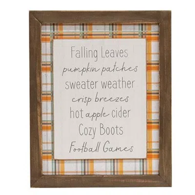 Homegifo Fall Words Plaid Easel Sign In Brown