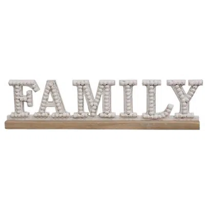 Homegifo Family Beaded White Wood Sitter