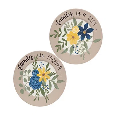 Homegifo Family Gift Forever Floral Plate 2 Asstd. In Neutral