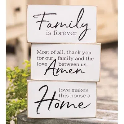 Homegifo *family Is Forever Wooden Block 3 Asstd. In White