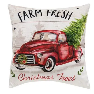 Homegifo Farm Fresh Christmas Trees Truck Pillow In Red
