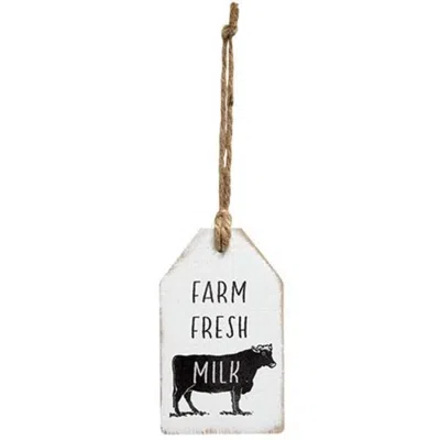 Homegifo *farm Fresh Milk Wood Tag In White