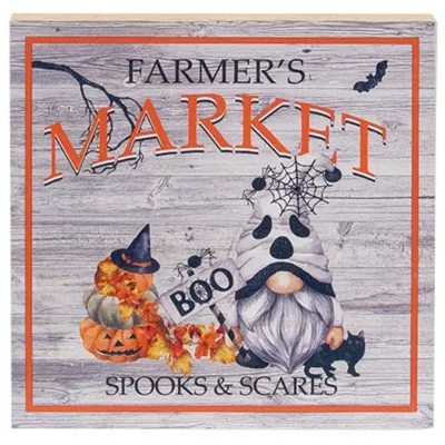 Homegifo *farmer's Market Boo Gnome Square Wooden Block In Multi