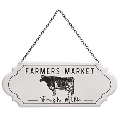 Homegifo Farmers Market Fresh Milk Metal Hanging Sign In Black