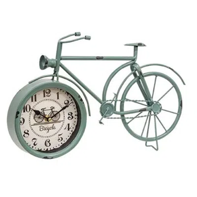 Homegifo Farmhouse Blue Bicycle Clock In Green