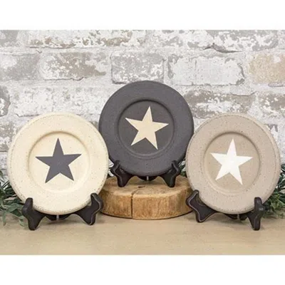 Homegifo Farmhouse Colors Distressed Star Plate 3 Asstd. In Multi