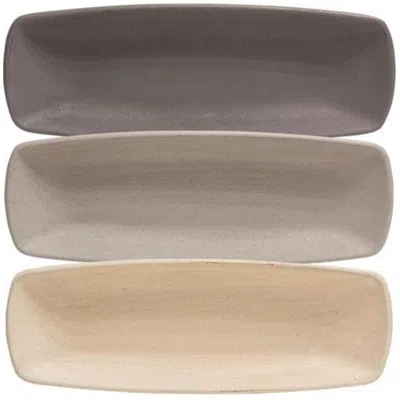 Homegifo Farmhouse Colors Squared Oval Dish 3 Asstd. In Neutral