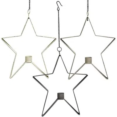 Homegifo Farmhouse Colors Star Taper Holder 4" 3 Asstd. In Multi
