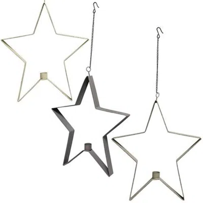 Homegifo Farmhouse Colors Star Taper Holder 6" 3 Asstd. In Metallic