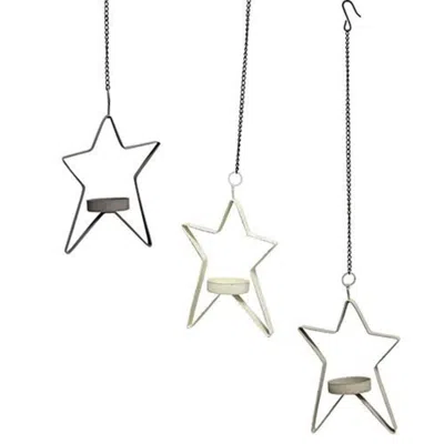 Homegifo Farmhouse Colors Star Tealight Holder 3 Asstd. In Multi