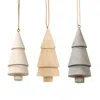 Homegifo *farmhouse Colors Wooden Christmas Tree Ornament 4" 3 Asstd.