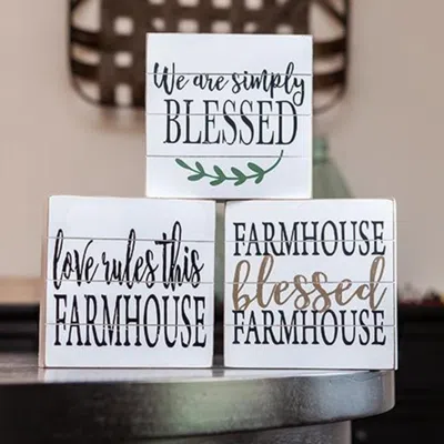 Homegifo *farmhouse Shiplap Box Sign 3 Asstd. In White