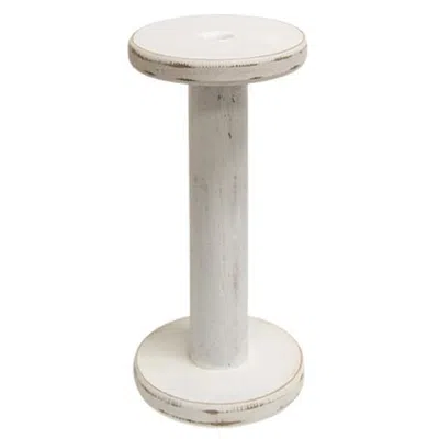 Homegifo Farmhouse White Spool Candleholder 10.75"