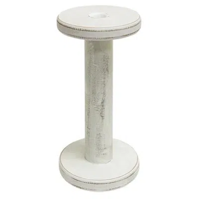 Homegifo Farmhouse White Spool Candleholder 9.5" In Gray