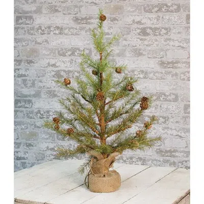 Homegifo Feather Pinecone Tree 24" In Green