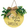 Homegifo *feelin' Fine Sunshine Round Sign W/greenery & Burlap Bow