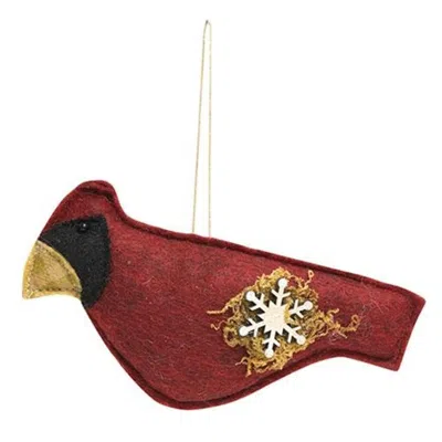 Homegifo *felt Cardinal With Snowflake Ornament In Red