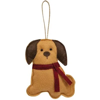 Homegifo Felt Dog With Scarf Ornament In Brown