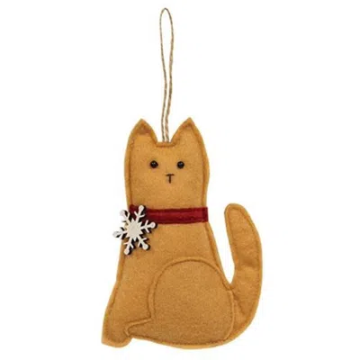 Homegifo Felt Snowflake Orange Cat Ornament In Brown