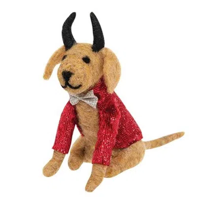 Homegifo *felted Devil Dog Ornament In Red