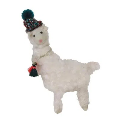 Homegifo *felted Fluffy Llama With Beanie Hat In Brown