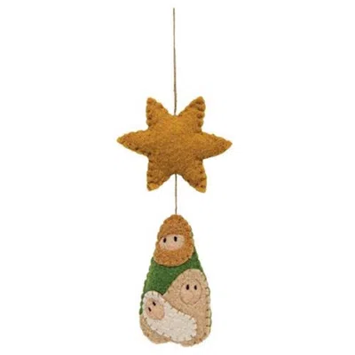 Homegifo *felted Holy Family Ornament In Brown