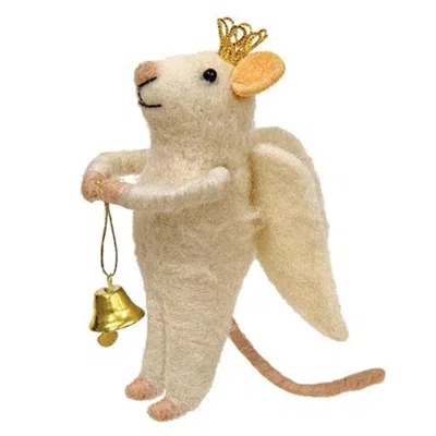 Homegifo Felted Mouse Angel Ornament In Neutral