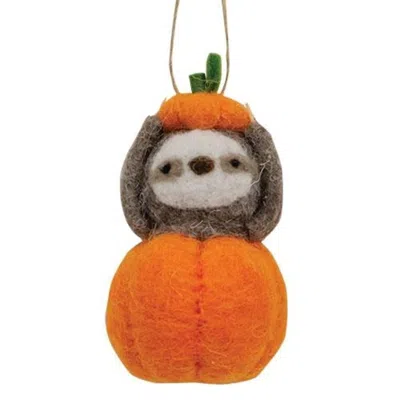 Homegifo *felted Pumpkin Sloth Ornament In Black