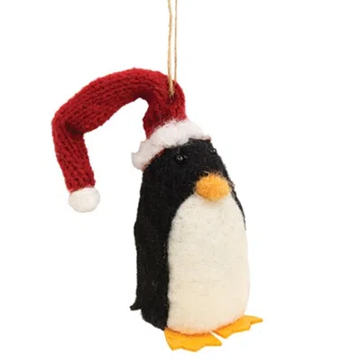 Homegifo *felted Santa Hat Penguin Ornament In Animal Print