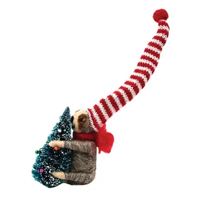 Homegifo Felted Sloth W/tree Ornament In Multi