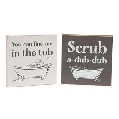 Homegifo Find Me In The Tub Block Sign 2 Asstd. In Gray