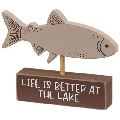 Homegifo Fish On "life Is Better At The Lake" Base In Multi
