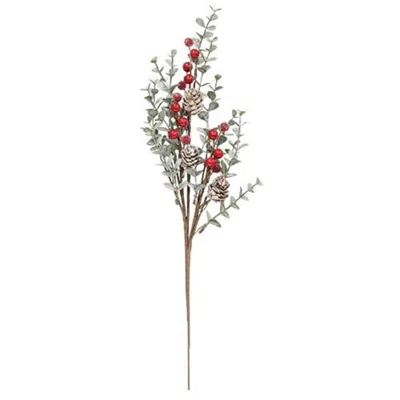Homegifo Flocked Eucalyptus & Red Sugar Berry Pick In Multi