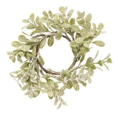 Homegifo Flocked Laurel Candle Ring 2.5" In Green