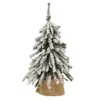 Homegifo Flocked Mini Downswept Tree With Burlap Base 15"