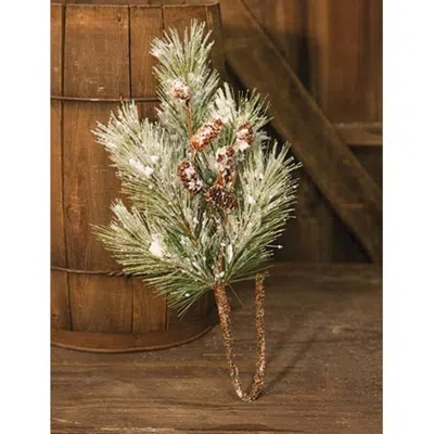 Homegifo Flocked Pine Spray W/cones 24" In Green