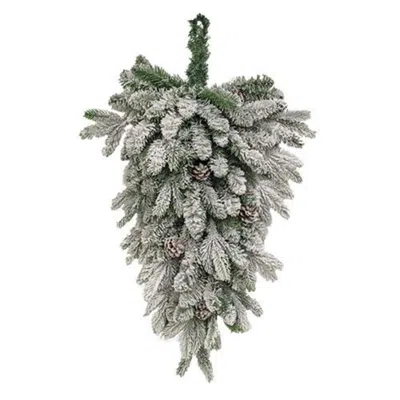 Homegifo Flocked Vermont Spruce Teardrop In White